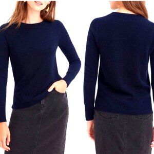 J. Crew Collection Navy Italian Cashmere Rolled Hem Sweater M